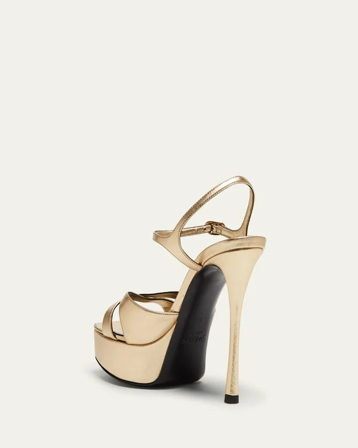 Debbie Metallic Crisscross Platform Sandals - Image 9