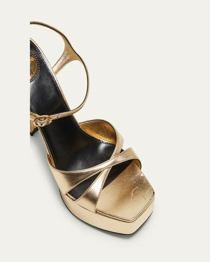 Debbie Metallic Crisscross Platform Sandals - Image 11