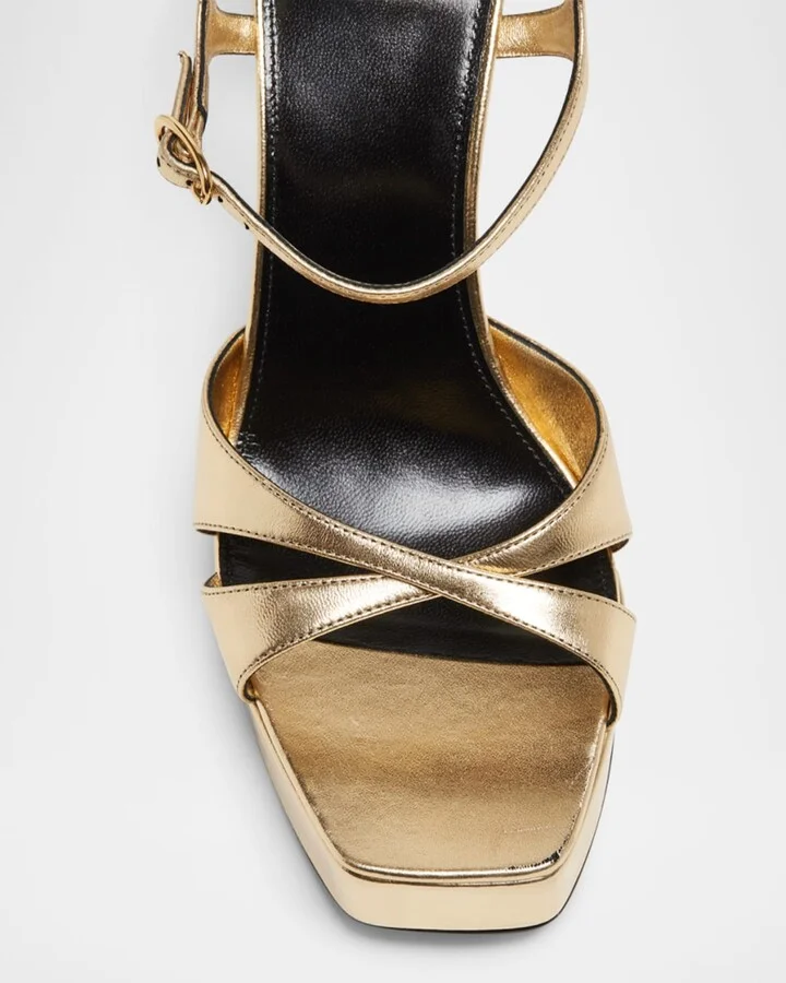 Debbie Metallic Crisscross Platform Sandals - Image 6