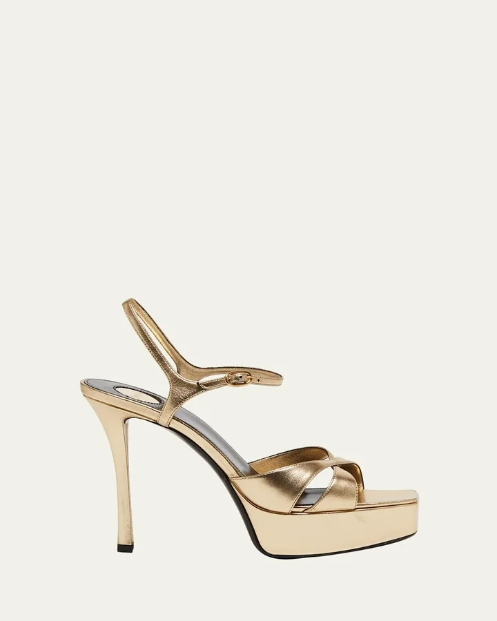 Debbie Metallic Crisscross Platform Sandals