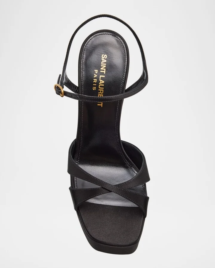Debbie Satin Crisscross Platform Sandals - Image 3
