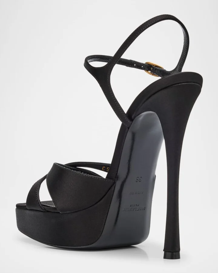 Debbie Satin Crisscross Platform Sandals - Image 6