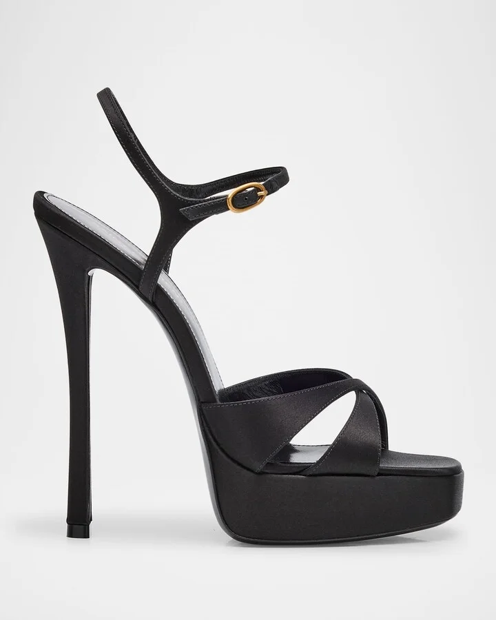 Debbie Satin Crisscross Platform Sandals