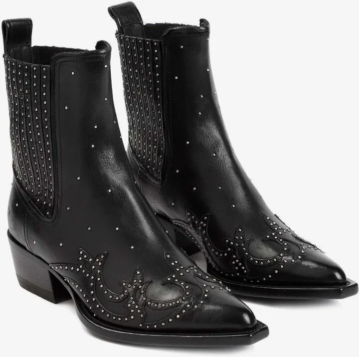 Debbie Studded Leather Ankle Boots - Image 2