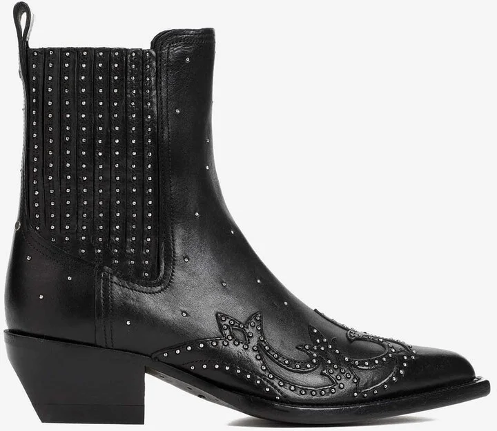 Debbie Studded Leather Ankle Boots