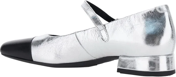 'debby' Silver Colored Slingback Pump With Adjustable Strap In Leather Woman - Image 3