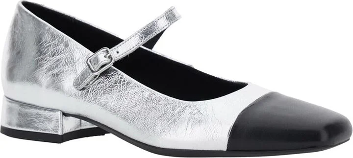'Debby' Silver Colored Slingback Pump With Adjustable Strap In Leather Woman - Image 2