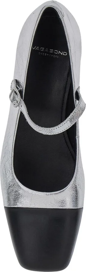'Debby' Silver Colored Slingback Pump With Adjustable Strap In Leather Woman - Image 4