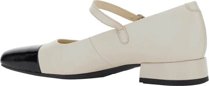 'debby' White And Black Slingback Pump With Adjustable Strap In Leather Woman - Image 3