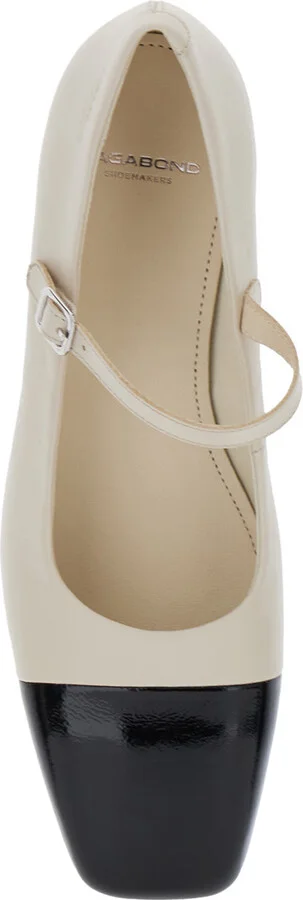 'debby' White And Black Slingback Pump With Adjustable Strap In Leather Woman - Image 4
