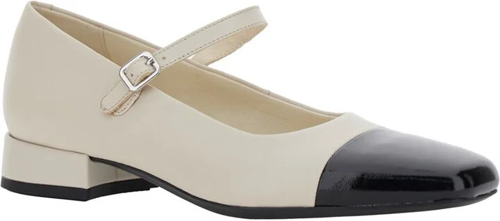 'Debby' White And Black Slingback Pump With Adjustable Strap In Leather Woman - Image 2