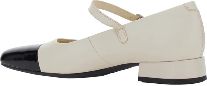'Debby' White And Black Slingback Pump With Adjustable Strap In Leather Woman - Image 3