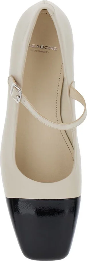 'Debby' White And Black Slingback Pump With Adjustable Strap In Leather Woman - Image 4