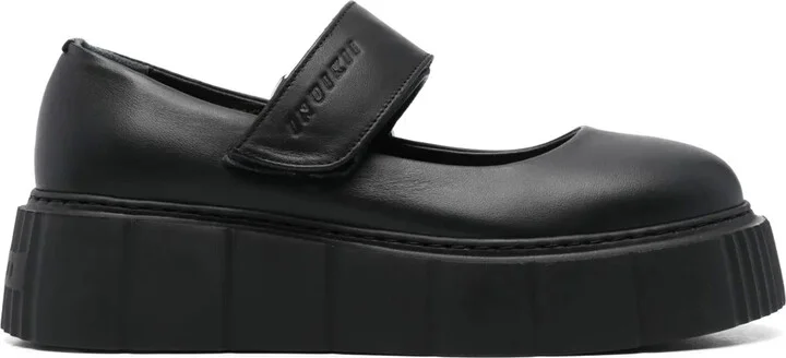 Debossed-Logo Ballet Flatforms