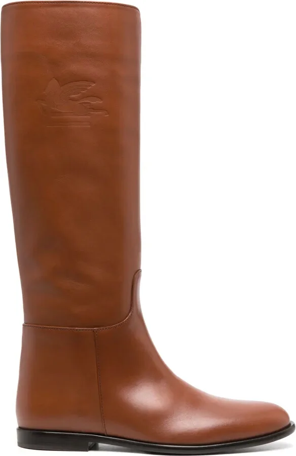 Debossed-Logo Leather Boots