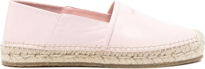 Debossed-Logo Leather Espadrilles