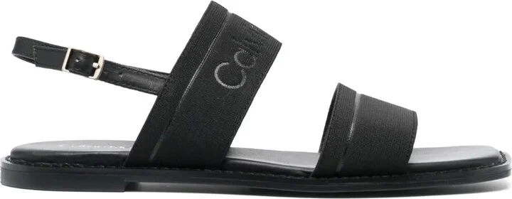 Debossed-Logo Leather Sandals