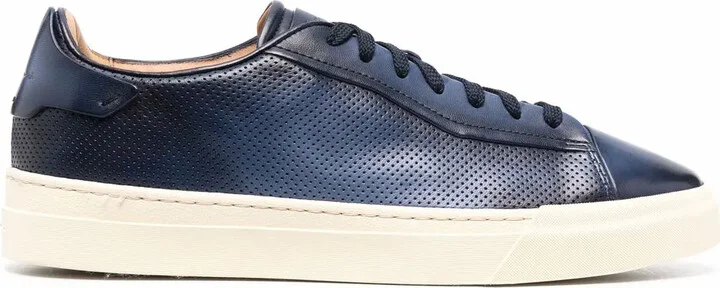 Debossed-Logo Leather Sneakers