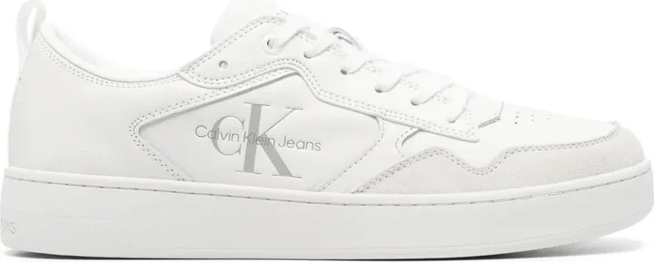 Debossed-Logo Leather Trainers