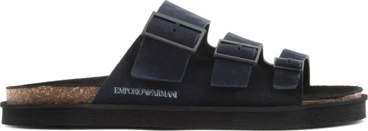 Debossed-Logo Suede Sandals