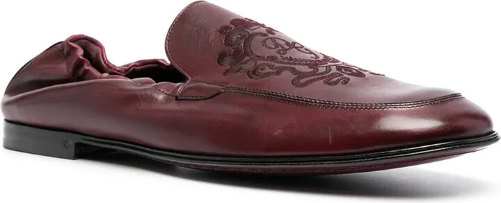 Debossed-Motif Polished-Finish Loafers - Image 2