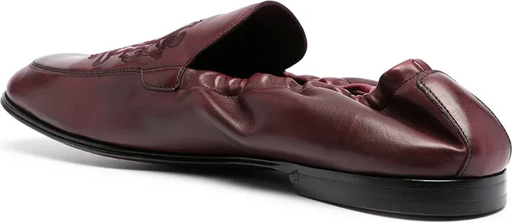 Debossed-Motif Polished-Finish Loafers - Image 3