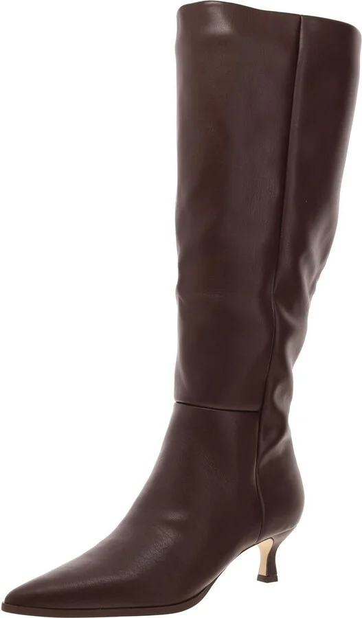 Debutt Womens Faux Leather Kitten Heel Knee-High Boots