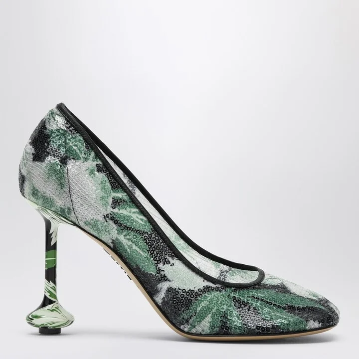 Decollete Toy with sequins and floral pattern