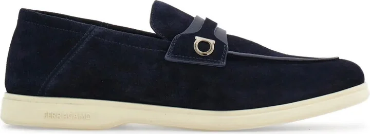 Deconstructed Gancini-detailed suede loafers