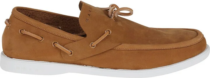 Deconstructed Nubuck Boat Loafers With Leather Laces