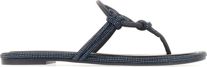 Decorated Leather Miller Sandals