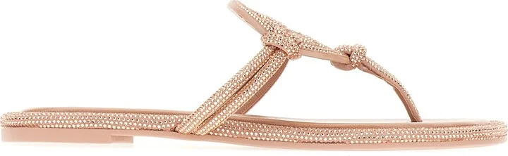 Decorated Leather Miller Sandals