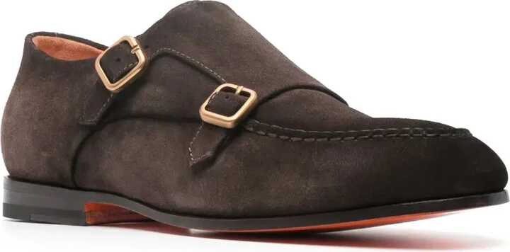 Decorative-Buckle Leather Monk Shoes - Image 2