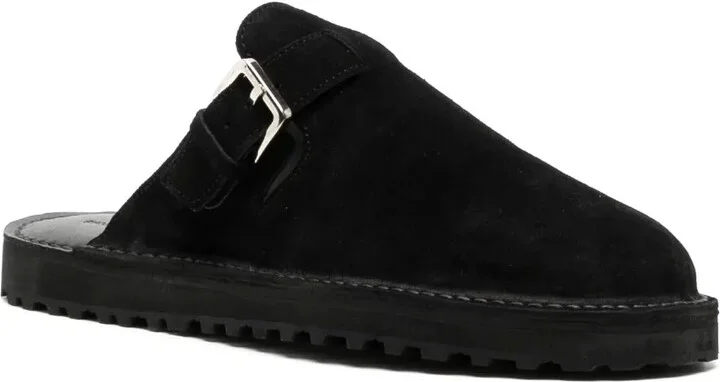 Decorative-Buckle Leather Slides - Image 2