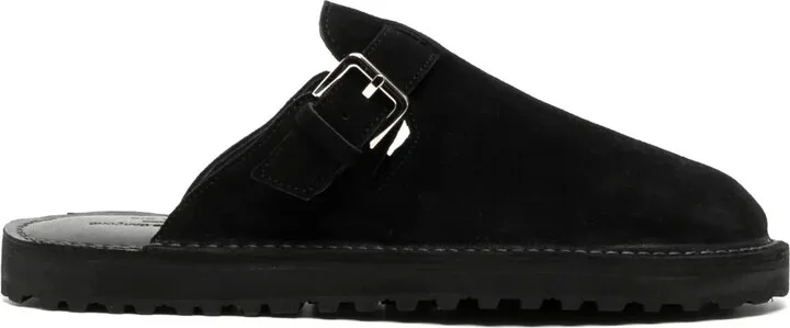 Decorative-Buckle Leather Slides