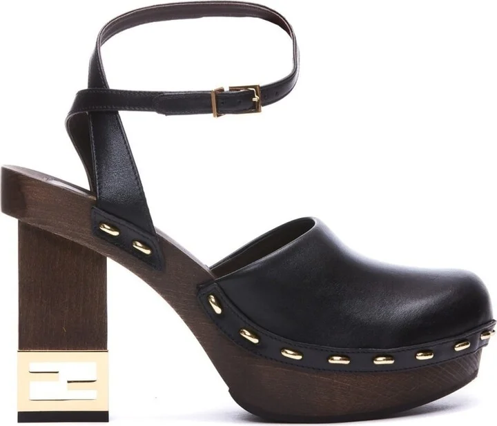 Decorative Heel Leather Pumps