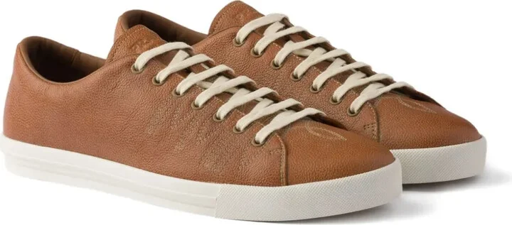 Decorative-Stitching Leather Low-Top Sneakers - Image 2