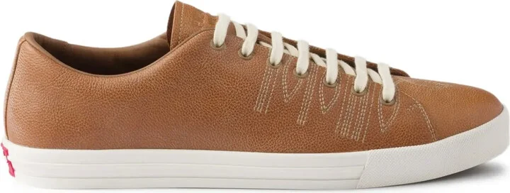 Decorative-Stitching Leather Low-Top Sneakers