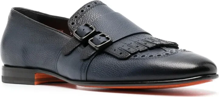 Decorative-Stitching Leather Monk Shoes - Image 2