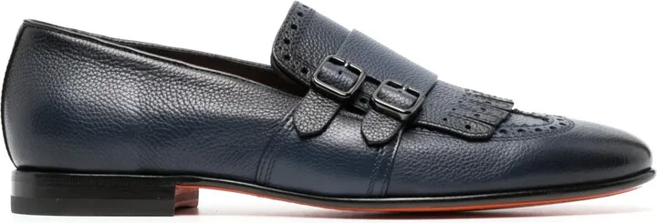 Decorative-Stitching Leather Monk Shoes