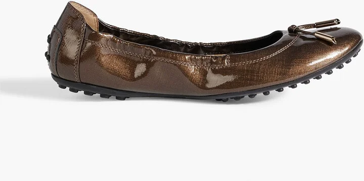 Dee printed patent-leather ballet flats