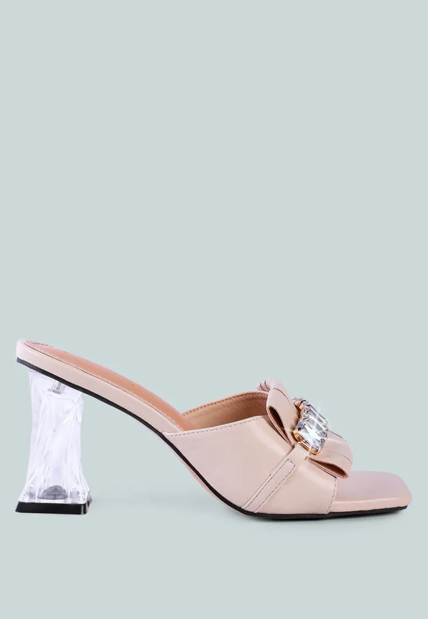 Deeba Clear Heel Jewel Sandals