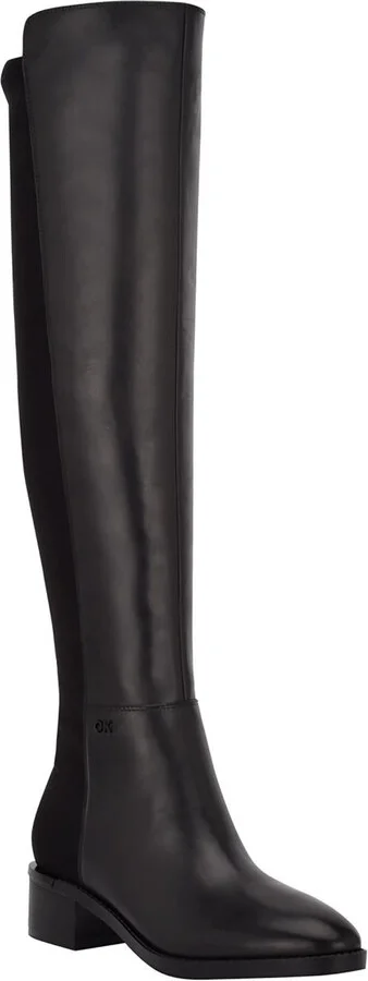 DeeDee Womens Solid Leather Over-The-Knee Boots