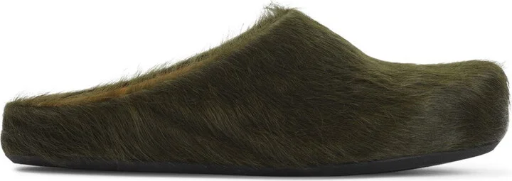 Deep Sage Calf Hair Fussbett Sabot Mules
