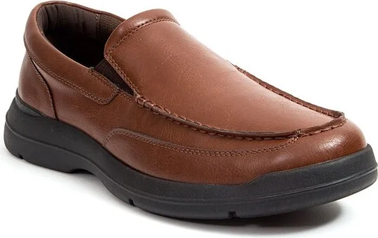 Deer Stags Spartan Mens S.U.P.R.O. Sock Dress Loafer - Dark Brown - 8 Medium