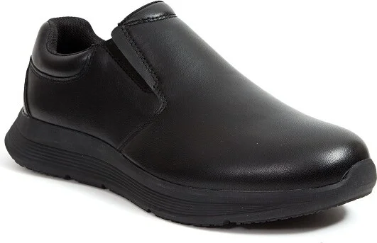 Deer Stags Valdez Mens Slip-Resistant Workwear Slip-On - Black - 10.5 Medium