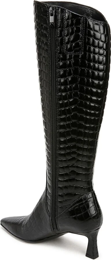 Deesha Pointed Toe Knee High Kitten Heel Boot - Image 2
