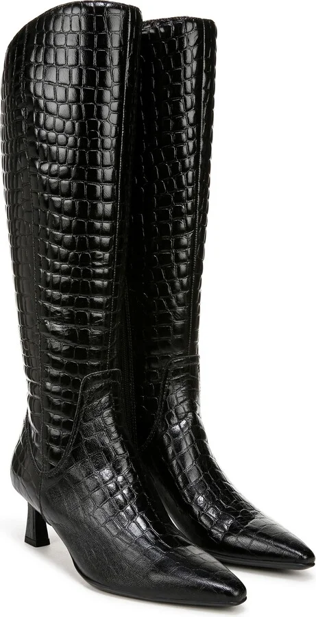 Deesha Pointed Toe Knee High Kitten Heel Boot - Image 8