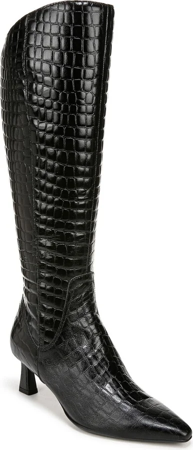 Deesha Pointed Toe Knee High Kitten Heel Boot