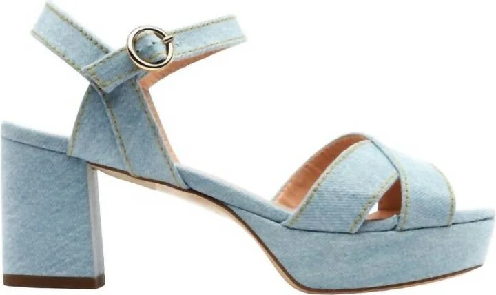 Deidre Low Platform Sandals In Washed Denim